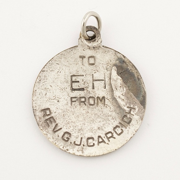 Vintage Saint Christopher Protect Us Necklace Pendant Catholic Religious Medal - Picture 3 of 4